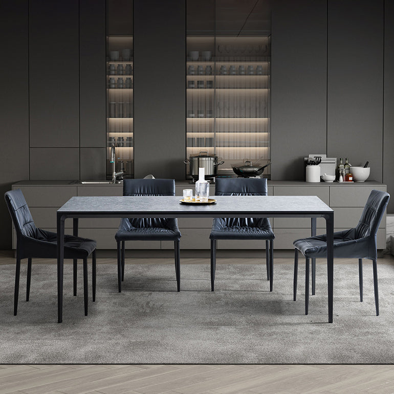 Silla auxiliar para el hogar contemporánea, silla de comedor tapizada de metal con respaldo sólido (juego de 2)