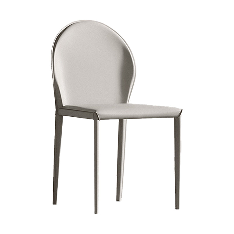 Minimalist Style Leather Dining Chairs Solid Back Armless Side Chairs for Home Use
