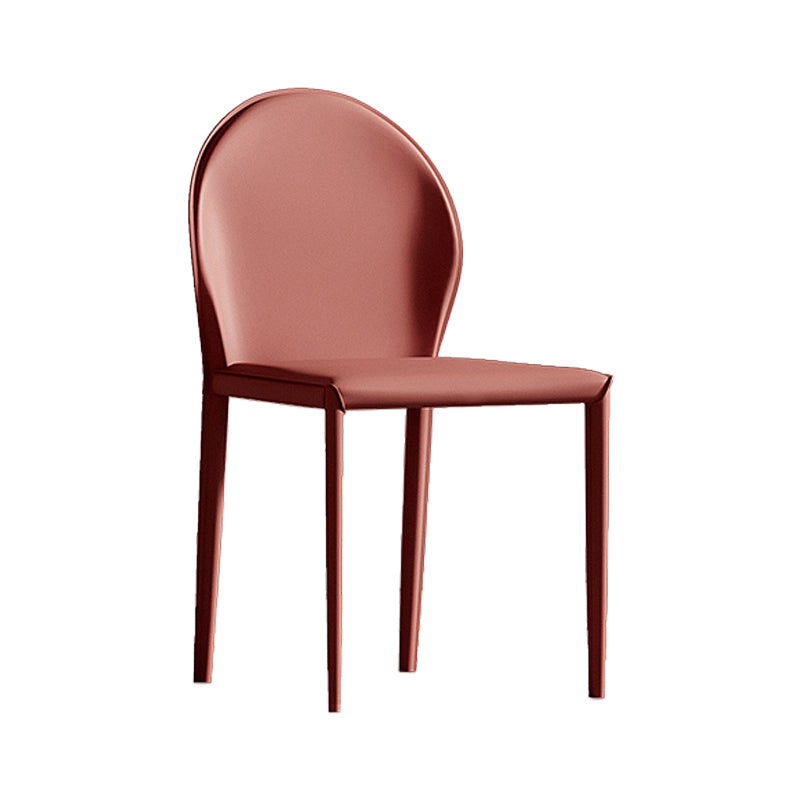 Minimalist Style Leather Dining Chairs Solid Back Armless Side Chairs for Home Use