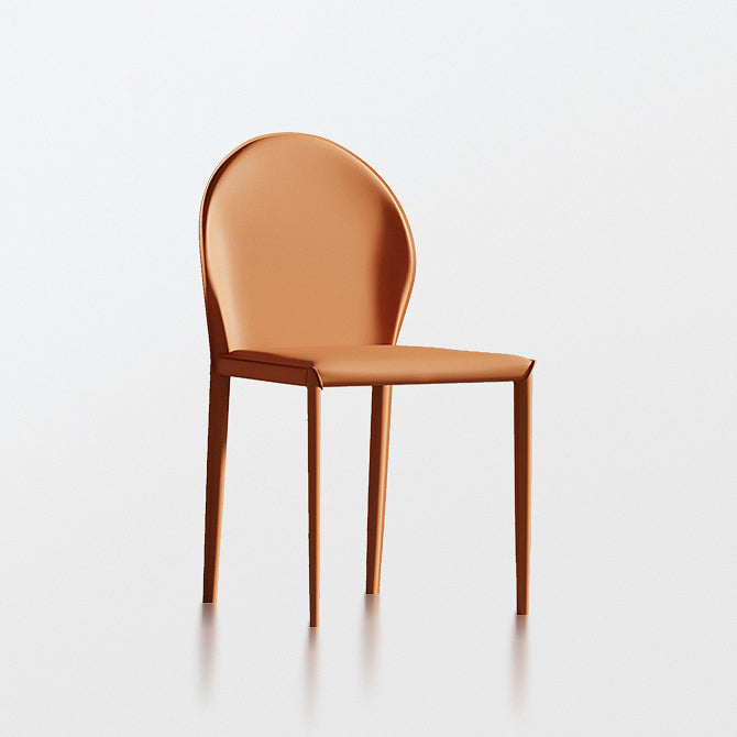 Sillas de comedor de cuero de estilo minimalista, sillas laterales sin brazos con respaldo sólido para uso doméstico
