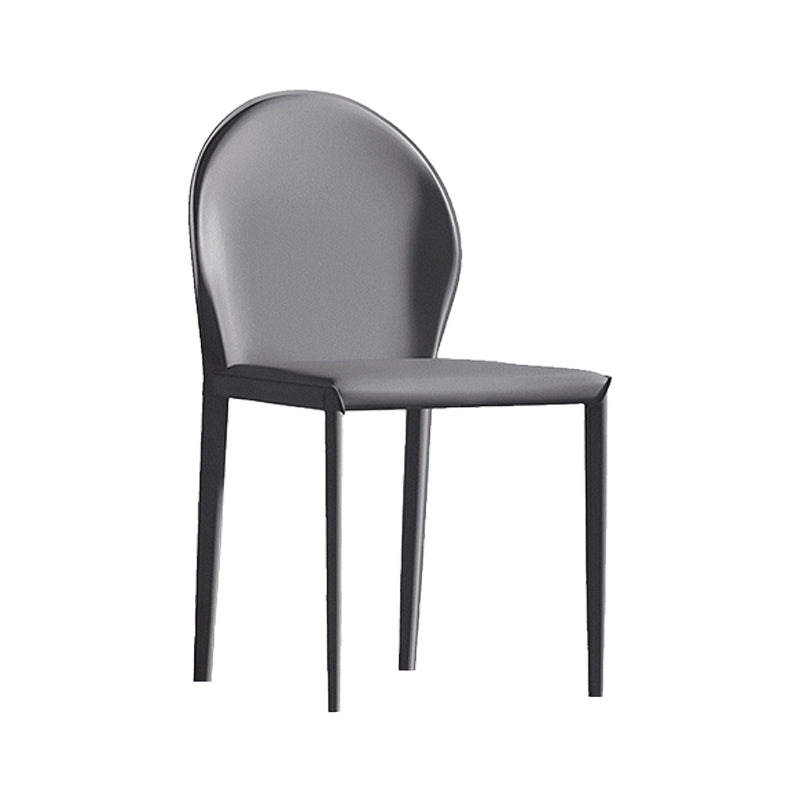 Minimalist Style Leather Dining Chairs Solid Back Armless Side Chairs for Home Use