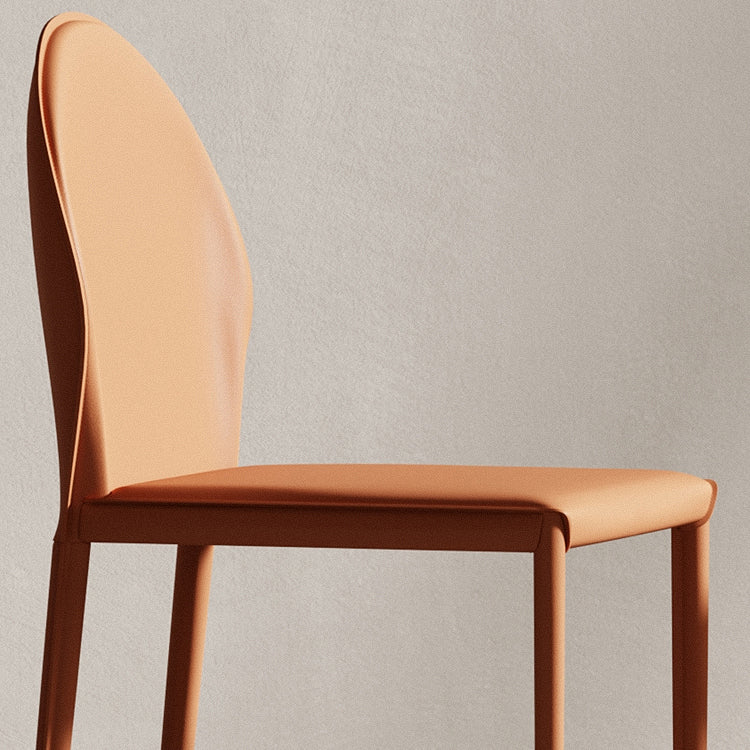 Sillas de comedor de cuero de estilo minimalista, sillas laterales sin brazos con respaldo sólido para uso doméstico