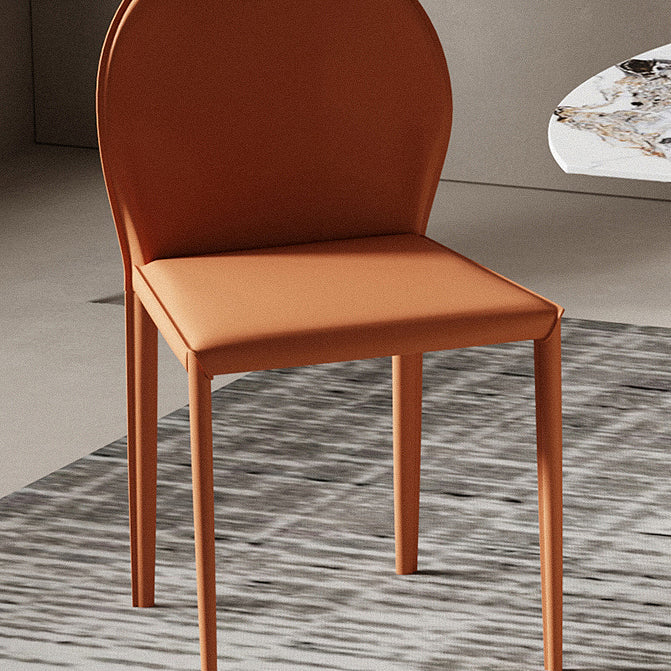Sillas de comedor de cuero de estilo minimalista, sillas laterales sin brazos con respaldo sólido para uso doméstico