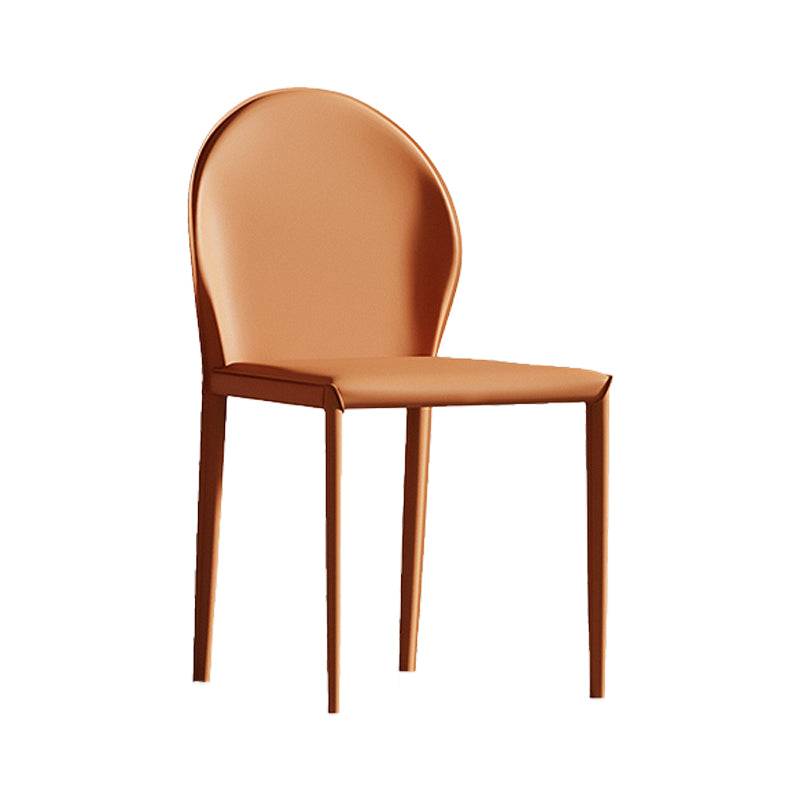 Minimalist Style Leather Dining Chairs Solid Back Armless Side Chairs for Home Use