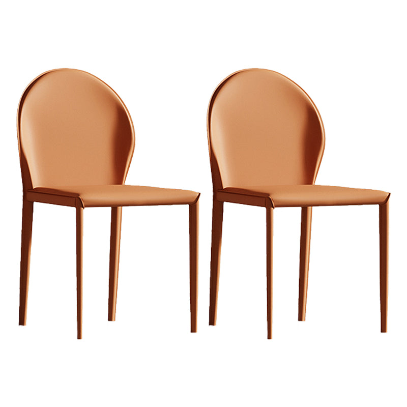 Sillas de comedor de cuero de estilo minimalista, sillas laterales sin brazos con respaldo sólido para uso doméstico