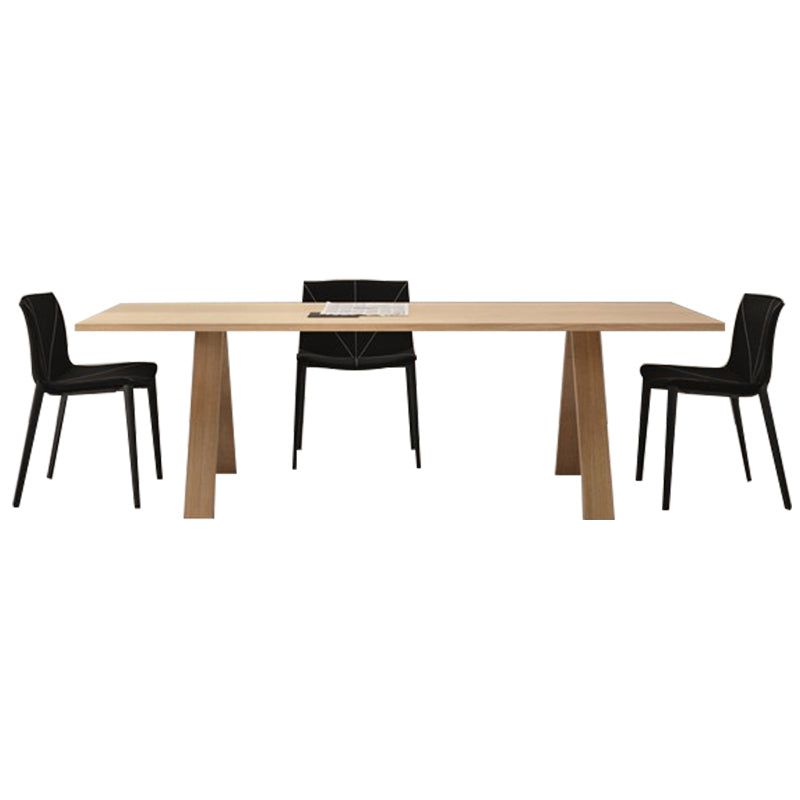 Solid Wood Contemporary Rectangular Table Wood Top Table for Dining Room and Kitchen