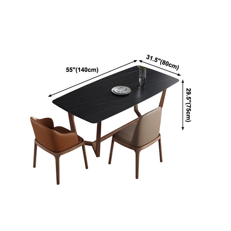 Mesa de comedor negra de piedra sinterizada Simplicicidad Mesa base de caballete para comedor
