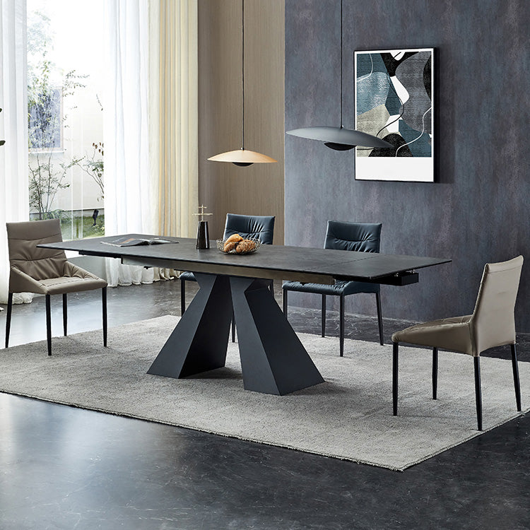 Mesa de comedor estándar negra industrial, mesa de comedor rectangular de piedra sinterizada para cocina