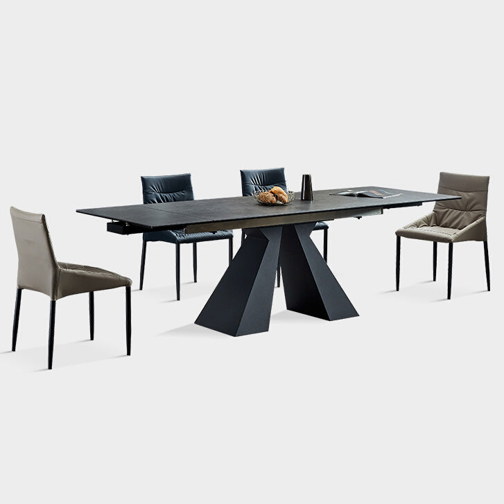 Mesa de comedor estándar negra industrial, mesa de comedor rectangular de piedra sinterizada para cocina