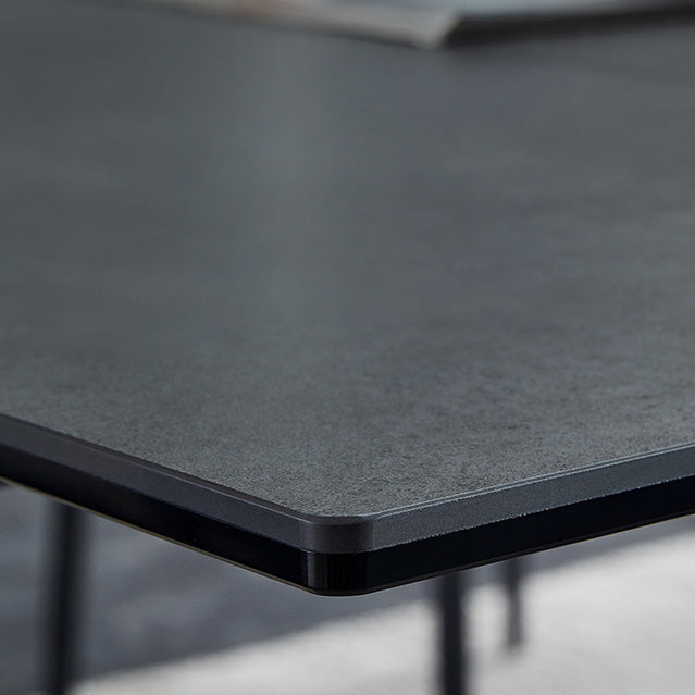 Mesa de comedor estándar negra industrial, mesa de comedor rectangular de piedra sinterizada para cocina