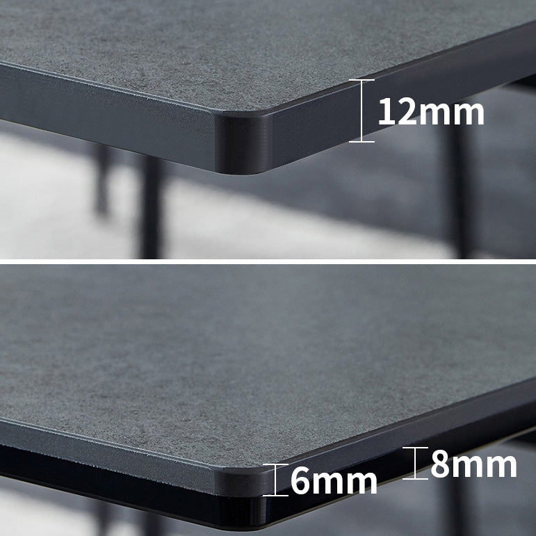 Mesa de comedor estándar negra industrial, mesa de comedor rectangular de piedra sinterizada para cocina