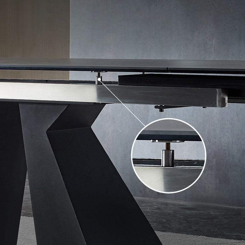 Mesa de comedor estándar negra industrial, mesa de comedor rectangular de piedra sinterizada para cocina