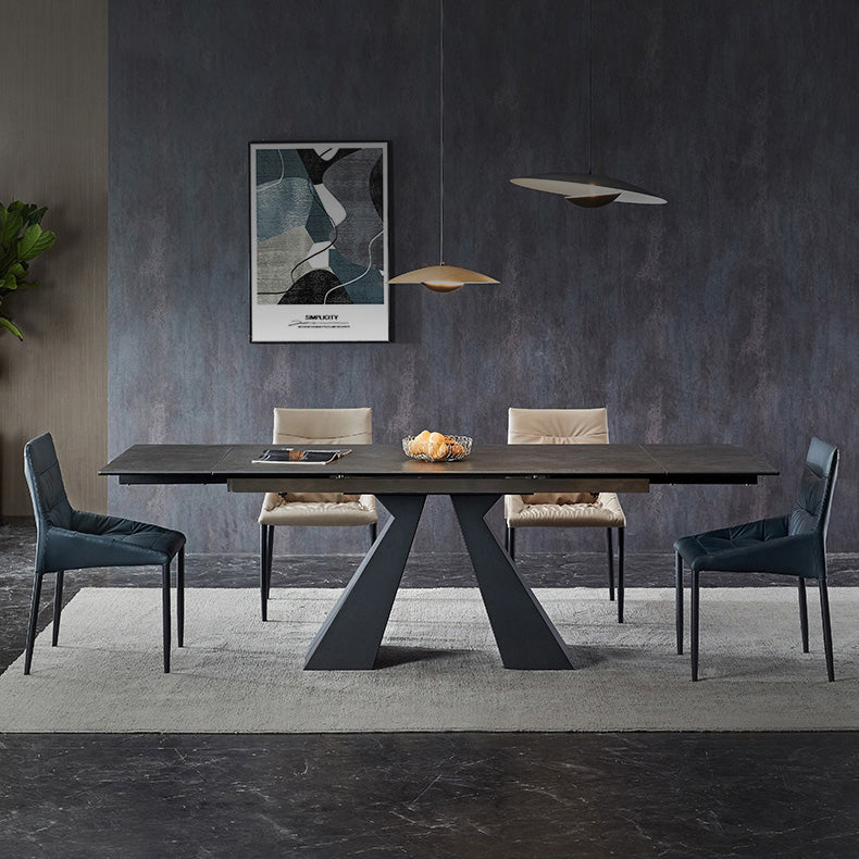 Mesa de comedor estándar negra industrial, mesa de comedor rectangular de piedra sinterizada para cocina