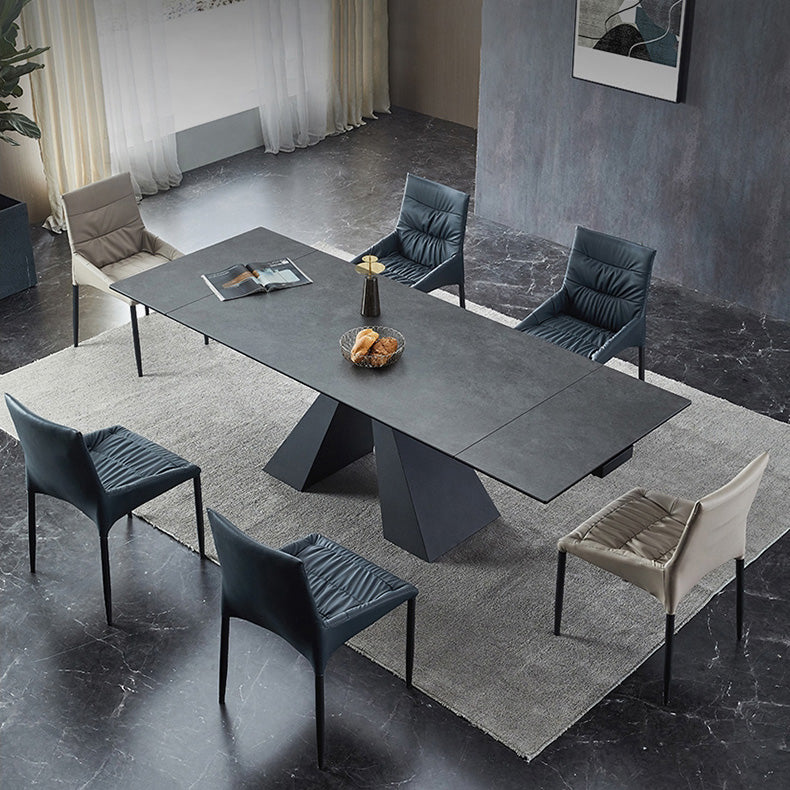Mesa de comedor estándar negra industrial, mesa de comedor rectangular de piedra sinterizada para cocina