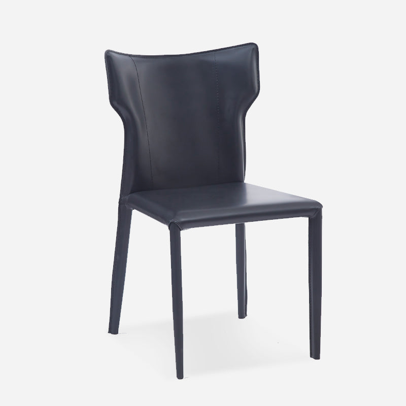 Silla sin brazos de comedor de metal contemporáneo, silla lateral de piel sintética para uso doméstico