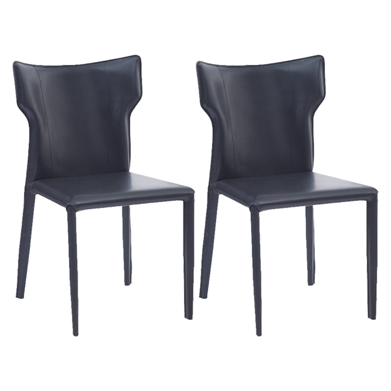 Silla sin brazos de comedor de metal contemporáneo, silla lateral de piel sintética para uso doméstico