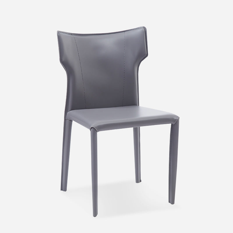 Contemporary Metal Dining Armless Chair Faux Leather Side Chair for Home Use