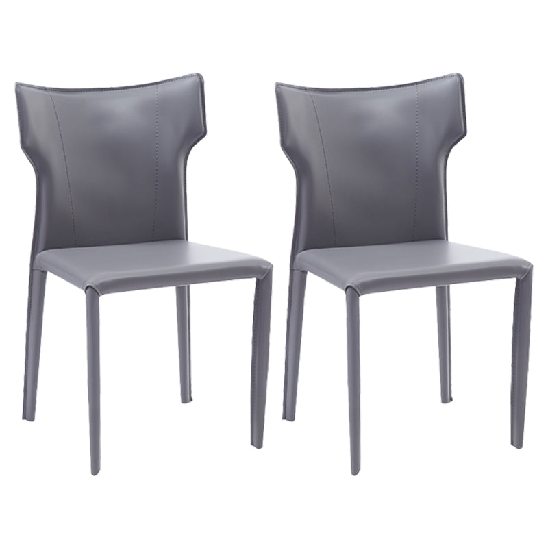 Silla sin brazos de comedor de metal contemporáneo, silla lateral de piel sintética para uso doméstico
