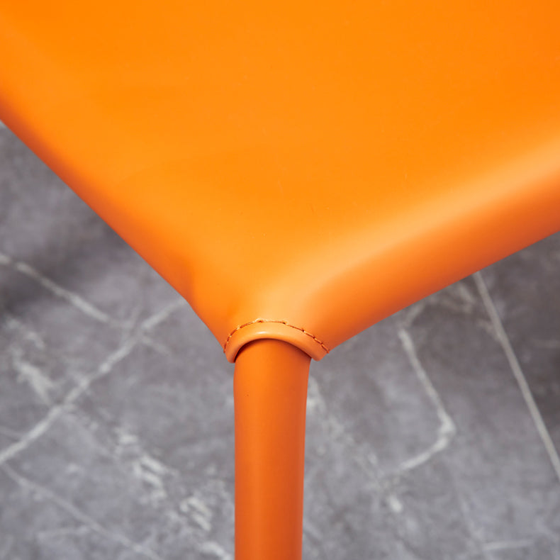 Silla sin brazos de comedor de metal contemporáneo, silla lateral de piel sintética para uso doméstico