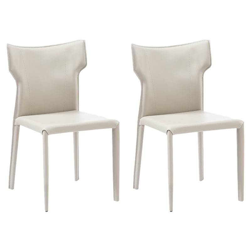 Silla sin brazos de comedor de metal contemporáneo, silla lateral de piel sintética para uso doméstico