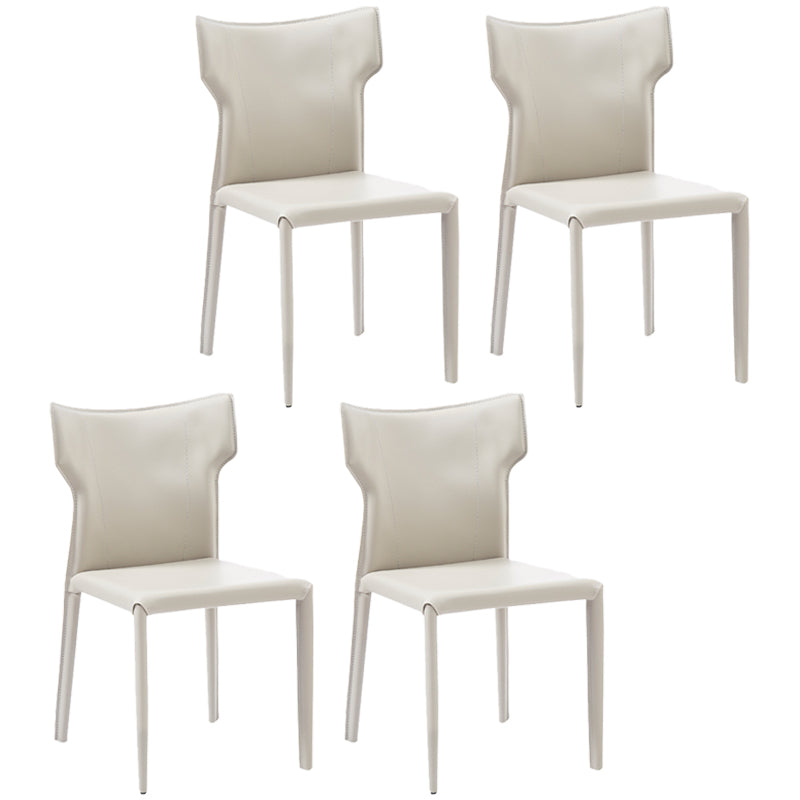 Silla sin brazos de comedor de metal contemporáneo, silla lateral de piel sintética para uso doméstico