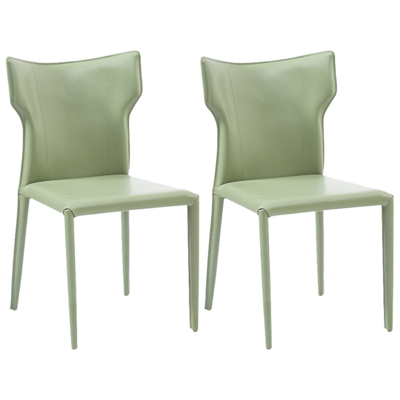 Silla sin brazos de comedor de metal contemporáneo, silla lateral de piel sintética para uso doméstico