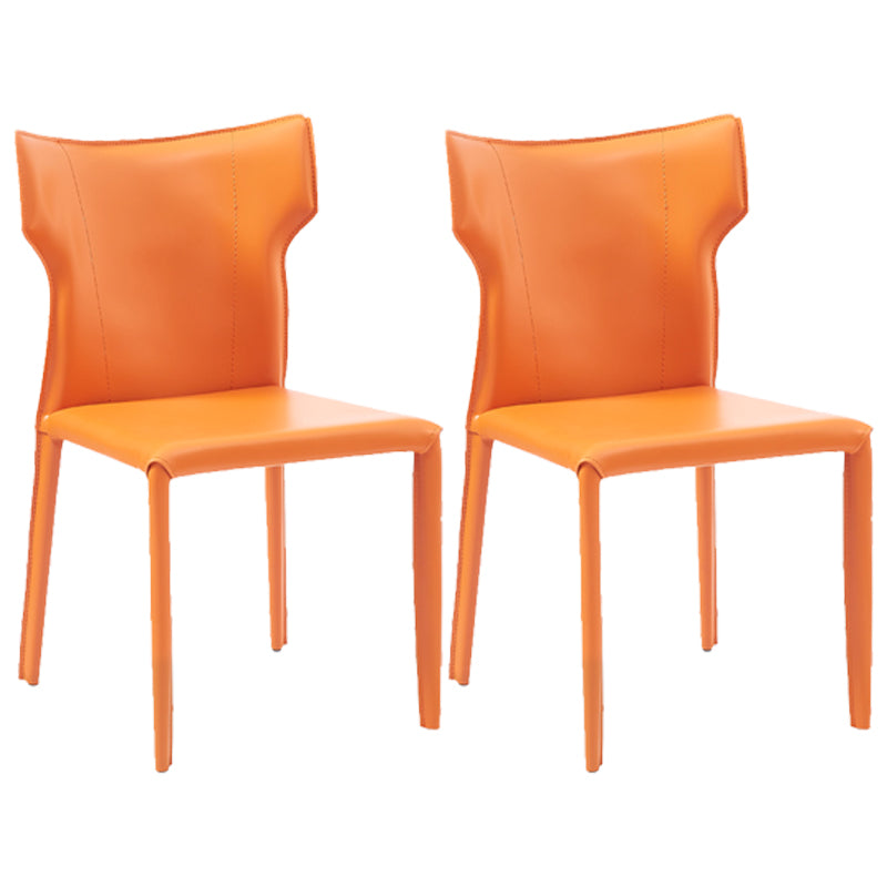 Silla sin brazos de comedor de metal contemporáneo, silla lateral de piel sintética para uso doméstico