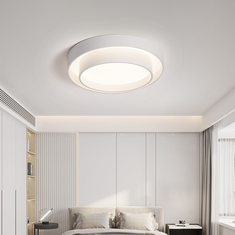 Modern Artistic LED Ceiling Fixture Wrought Iron Circular Flush Mount with Acrylic Shade