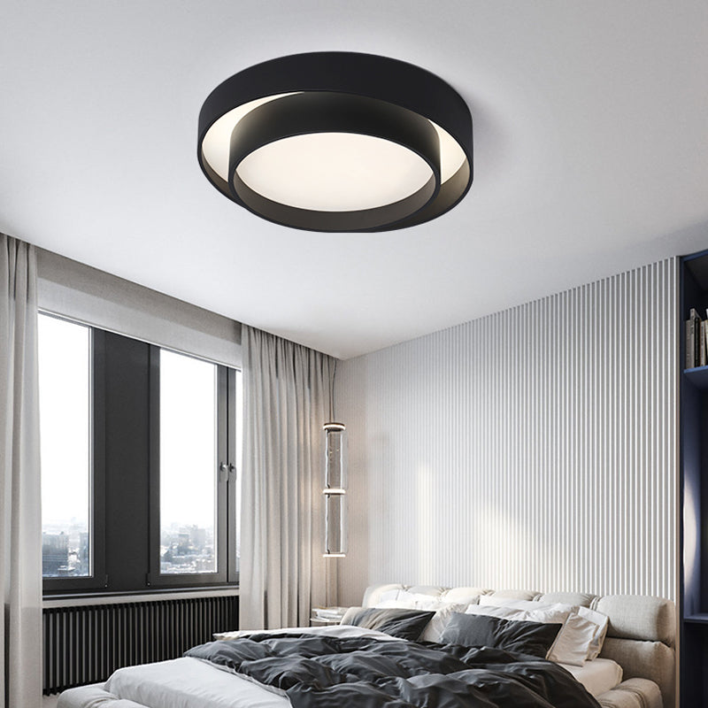 Modern Artistic LED Ceiling Fixture Wrought Iron Circular Flush Mount with Acrylic Shade