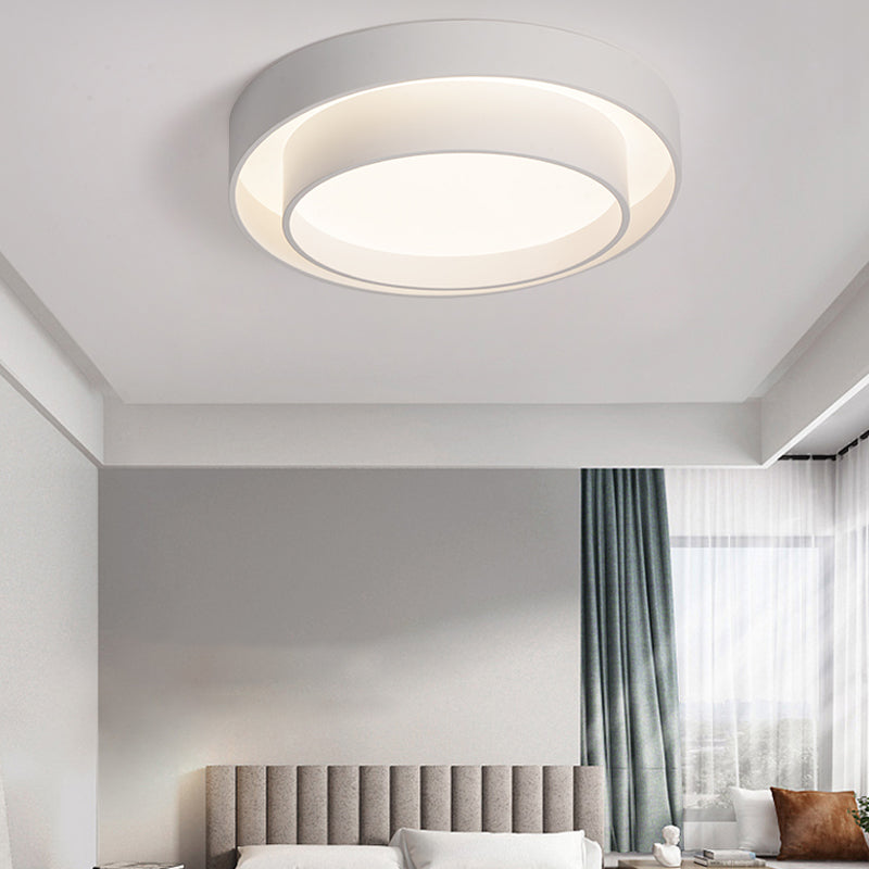 Modern Artistic LED Ceiling Fixture Wrought Iron Circular Flush Mount with Acrylic Shade