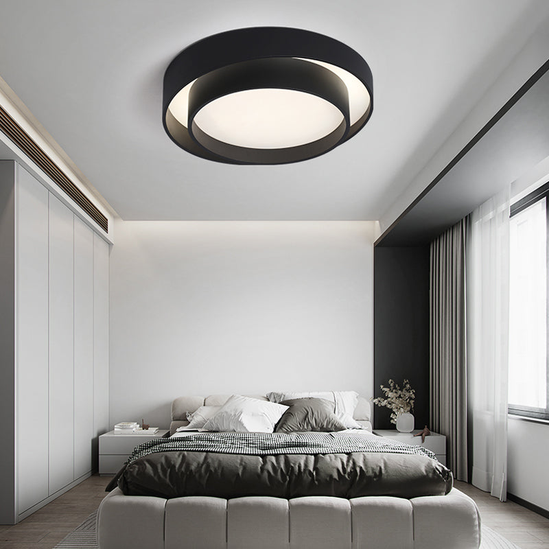 Modern Artistic LED Ceiling Fixture Wrought Iron Circular Flush Mount with Acrylic Shade