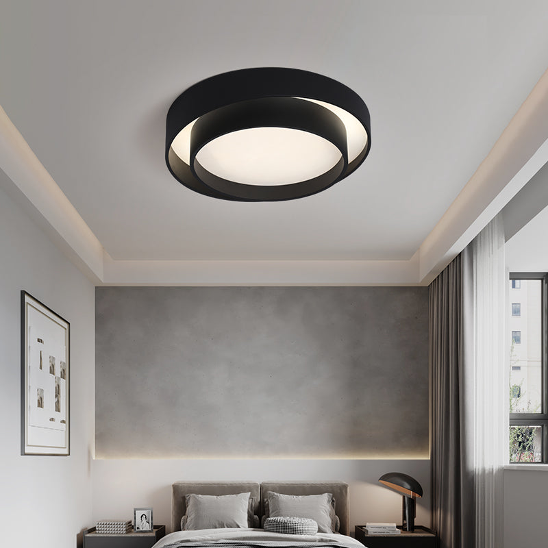 Modern Artistic LED Ceiling Fixture Wrought Iron Circular Flush Mount with Acrylic Shade