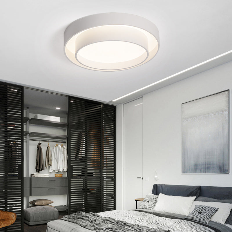 Modern Artistic LED Ceiling Fixture Wrought Iron Circular Flush Mount with Acrylic Shade