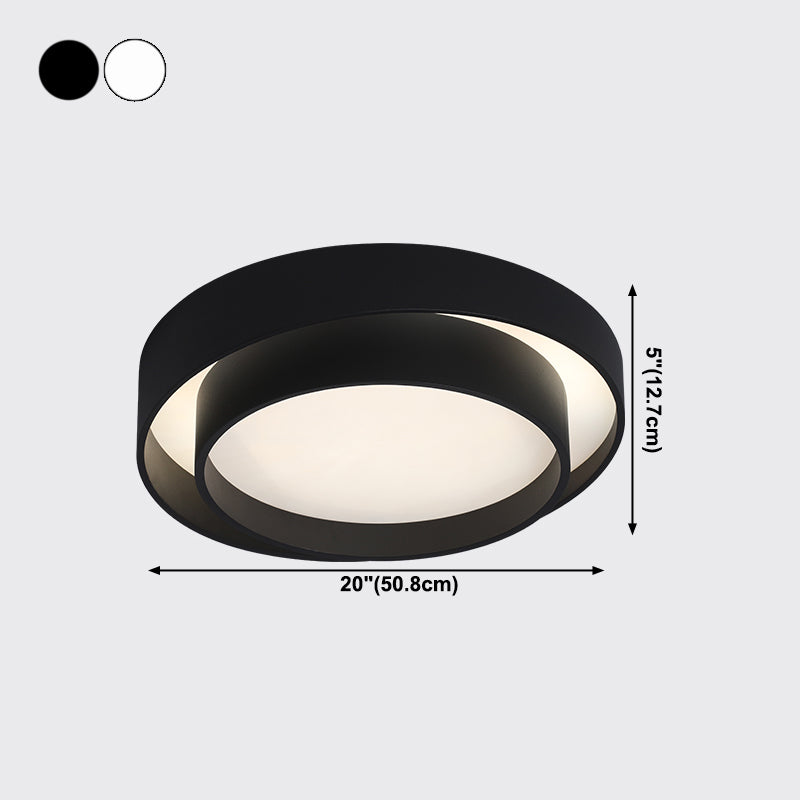 Modern Artistic LED Ceiling Fixture Wrought Iron Circular Flush Mount with Acrylic Shade