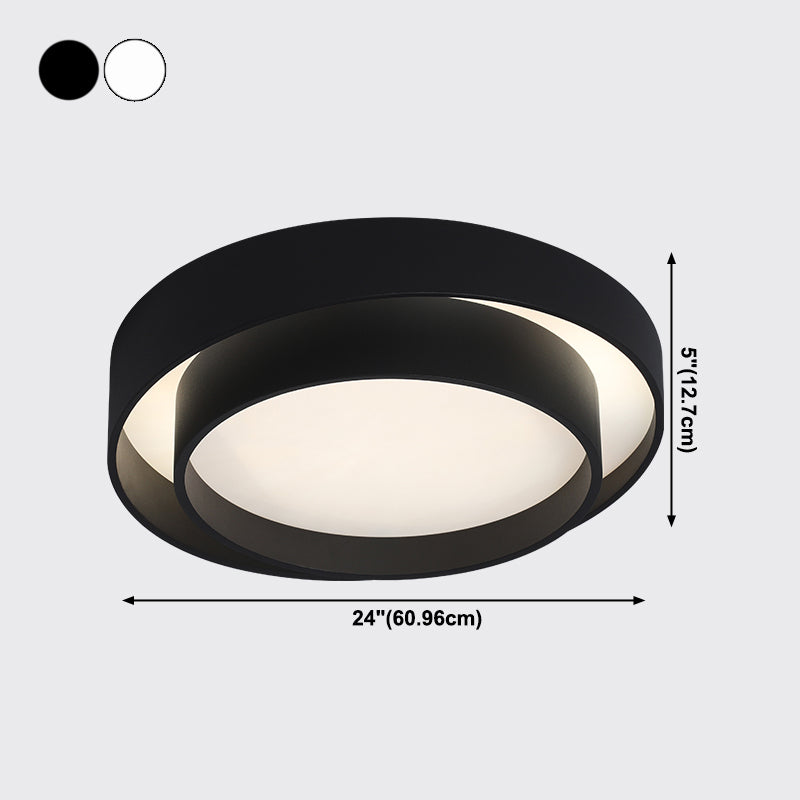 Modern Artistic LED Ceiling Fixture Wrought Iron Circular Flush Mount with Acrylic Shade