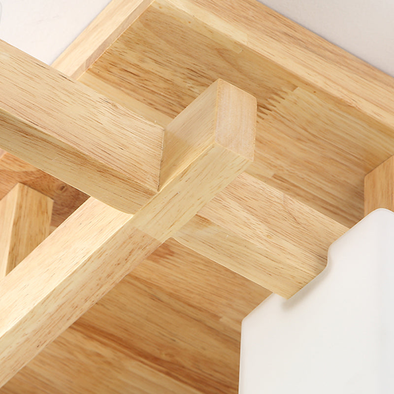 Plafonnier Semi-encastré géométrique en verre, plafonnier en bois de Style concis moderne pour salon