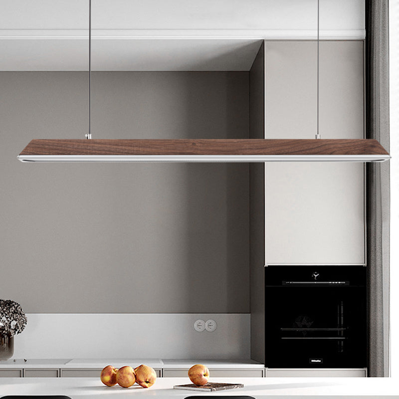 Modern 1-Light Island Light Linear Wood Island Chandelier Lights for Office