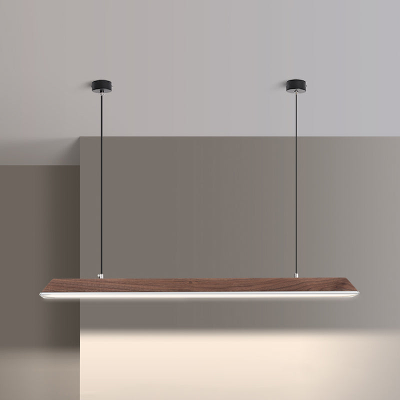 Modern 1-Light Island Light Linear Wood Island Chandelier Lights for Office