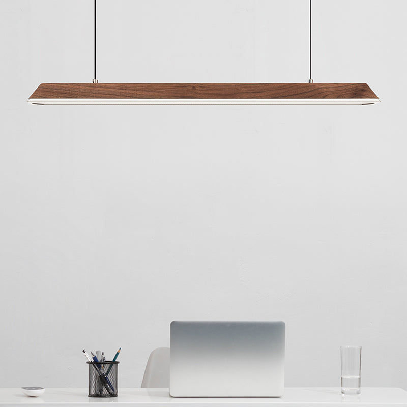 Modern 1-Light Island Light Linear Wood Island Chandelier Lights for Office