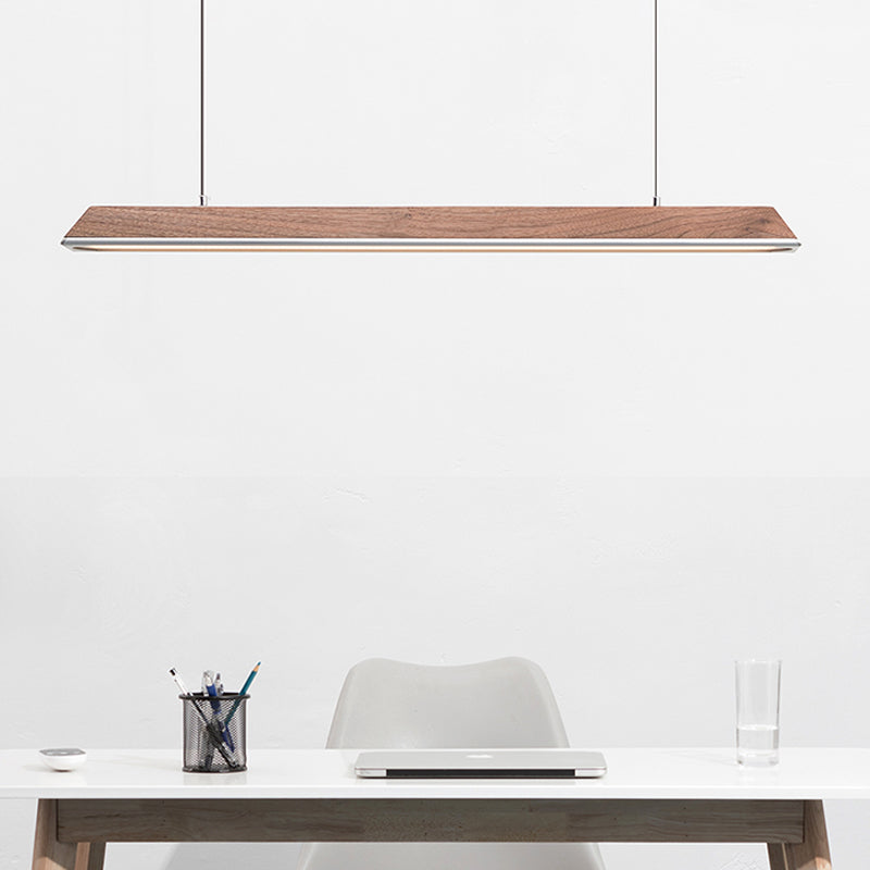 Modern 1-Light Island Light Linear Wood Island Chandelier Lights for Office