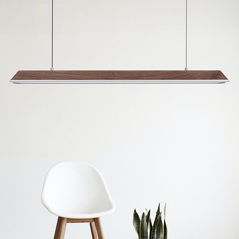 Modern 1-Light Island Light Linear Wood Island Chandelier Lights for Office