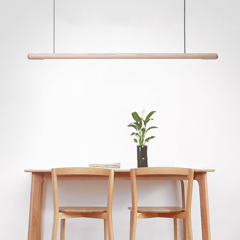 Modern Wood Chandelier Lamp Linear 1 Light LED Island Pendant for Office
