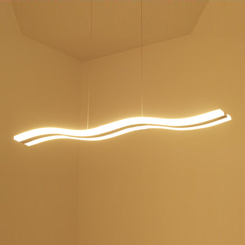 White Metal Hanging Pendant Lights Modern S Shape Hanging Lamps for Office