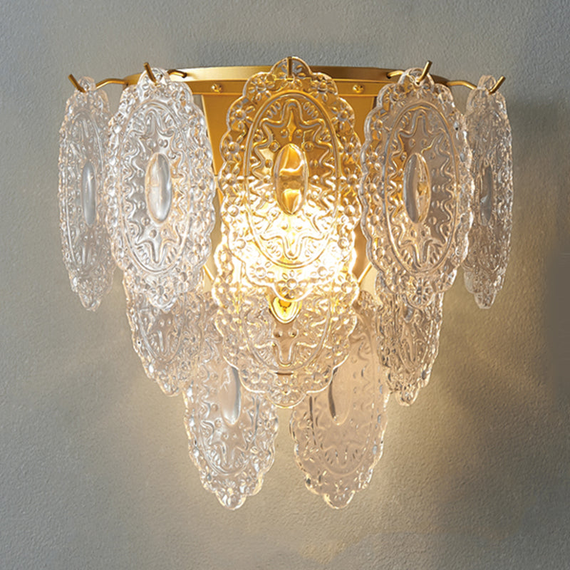 2 Lichter Glaswand Licht moderner Stil Geometrischer Wandmontage Leuchte in Gold