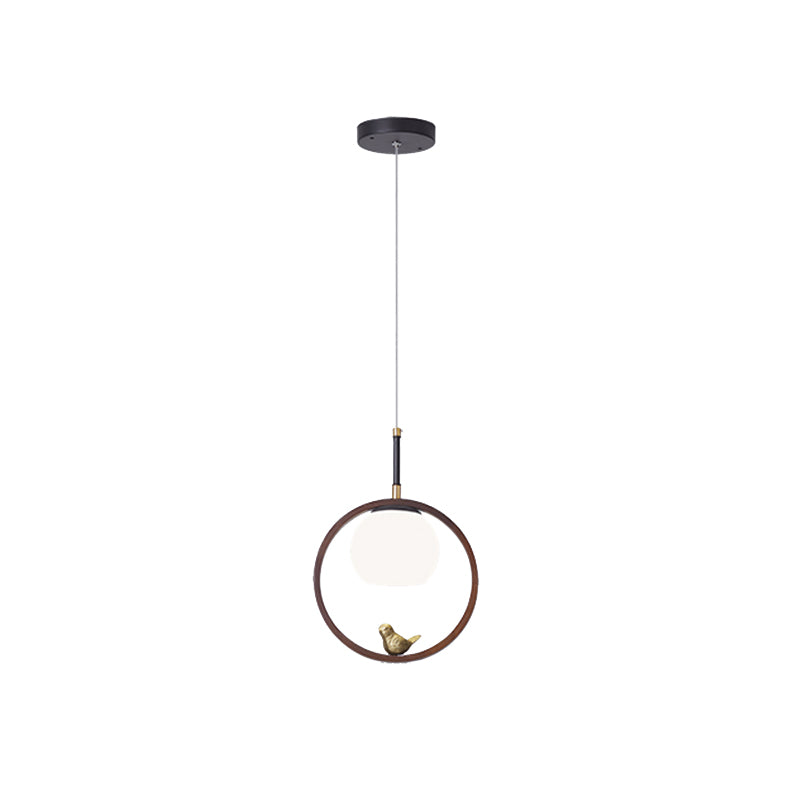 Wooden Globe Hanging Lamp in Modern Artistic Style Glass Pendant Light for Interior Spaces