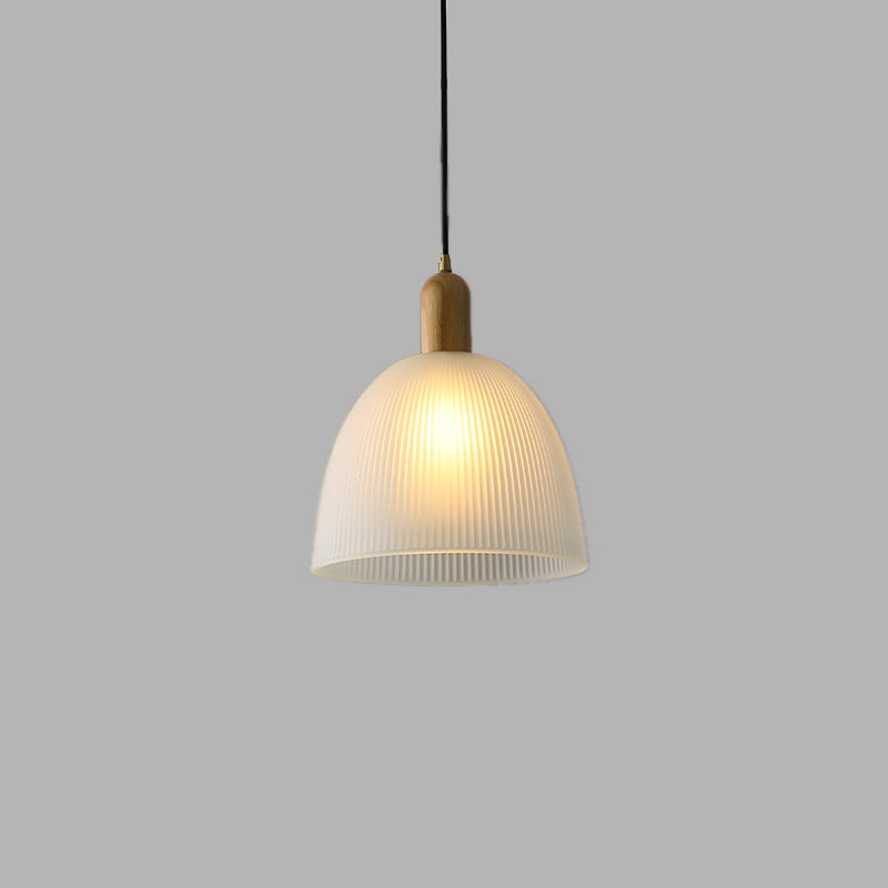 Wooden Dome Pendant Light in Modern Concise Style Glass Indoor Hanging Lamp