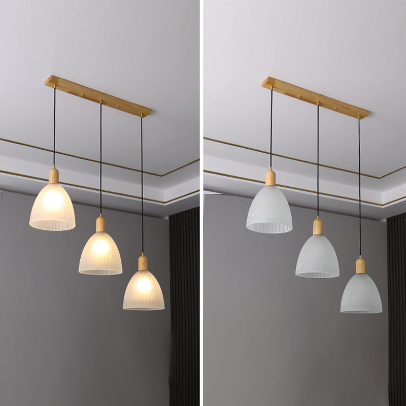 Wooden Dome Pendant Light in Modern Concise Style Glass Indoor Hanging Lamp