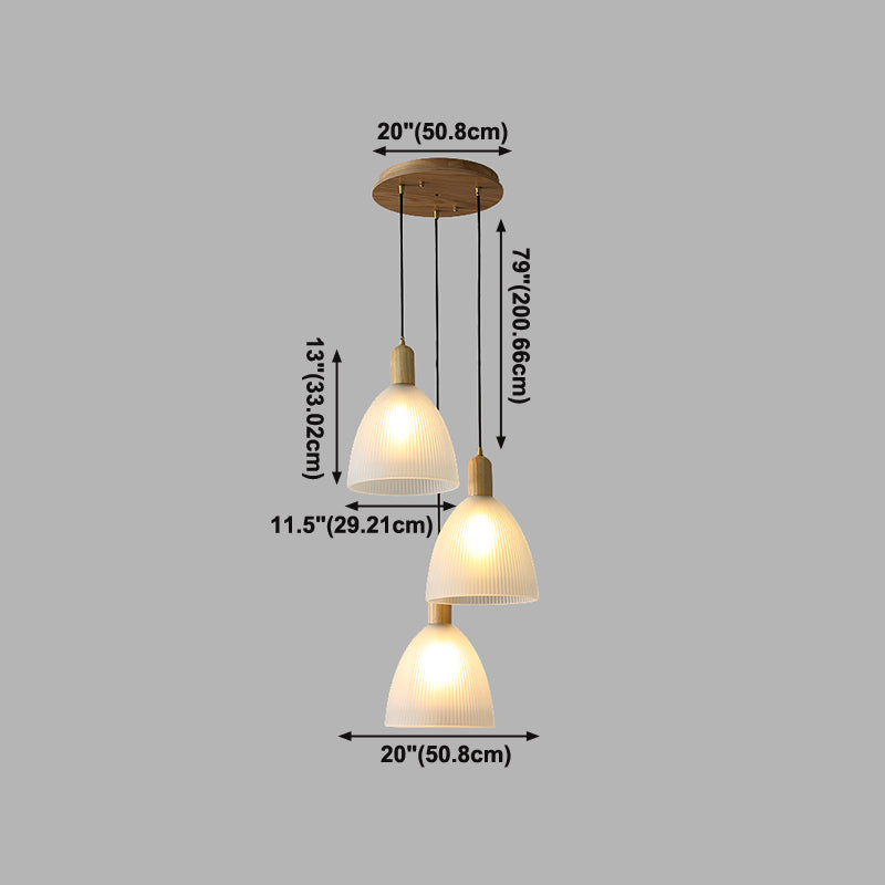 Wooden Dome Pendant Light in Modern Concise Style Glass Indoor Hanging Lamp