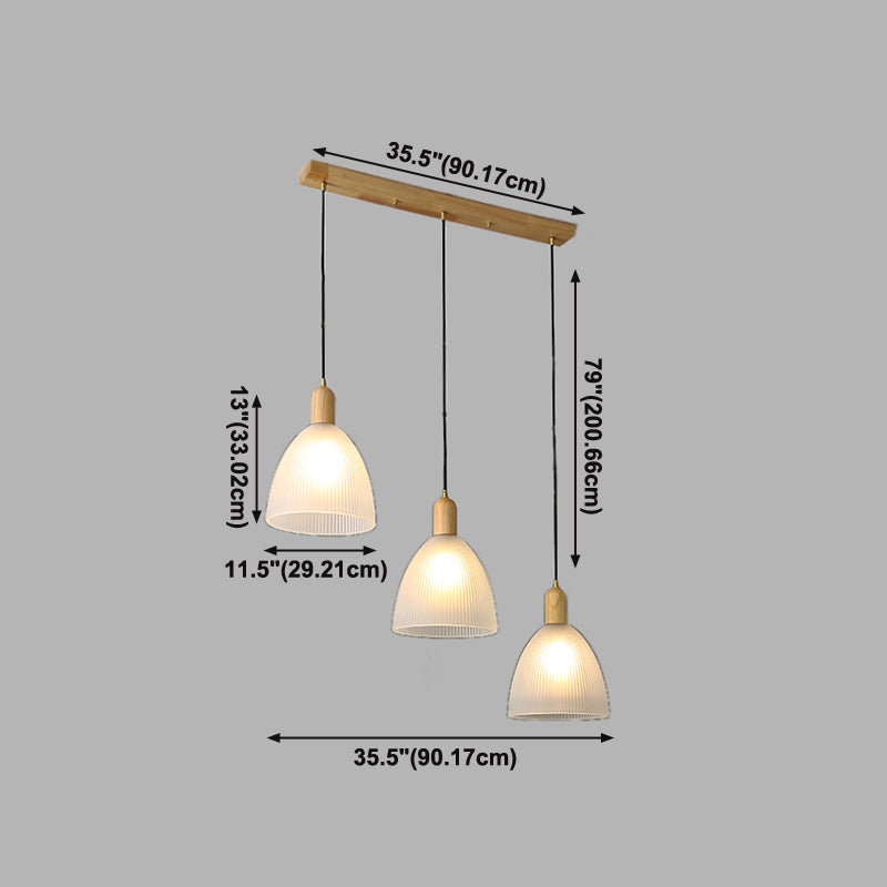 Wooden Dome Pendant Light in Modern Concise Style Glass Indoor Hanging Lamp