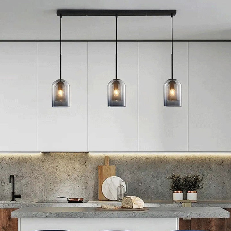 Double Glass Indoor Pendant Light in Modern Creative Style Wrought Iron Hanging Lamp